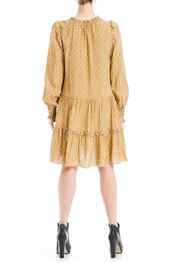 商品MAXSTUDIO|Tie Neck Long Sleeve Tiered Short Dress,价格¥121,第2张图片详细描述