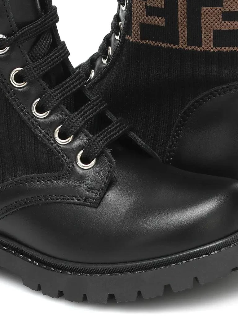 商品Fendi|Kids Leather FF Logo Biker Boots in Black,价格¥3950-¥5363,第3张图片详细描述