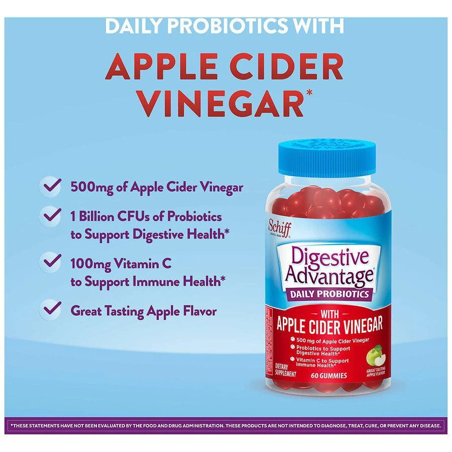 商品Digestive Advantage|Probiotic Gummies with Apple Cider Vinegar & Vitamin C,价格¥108,第5张图片详细描述