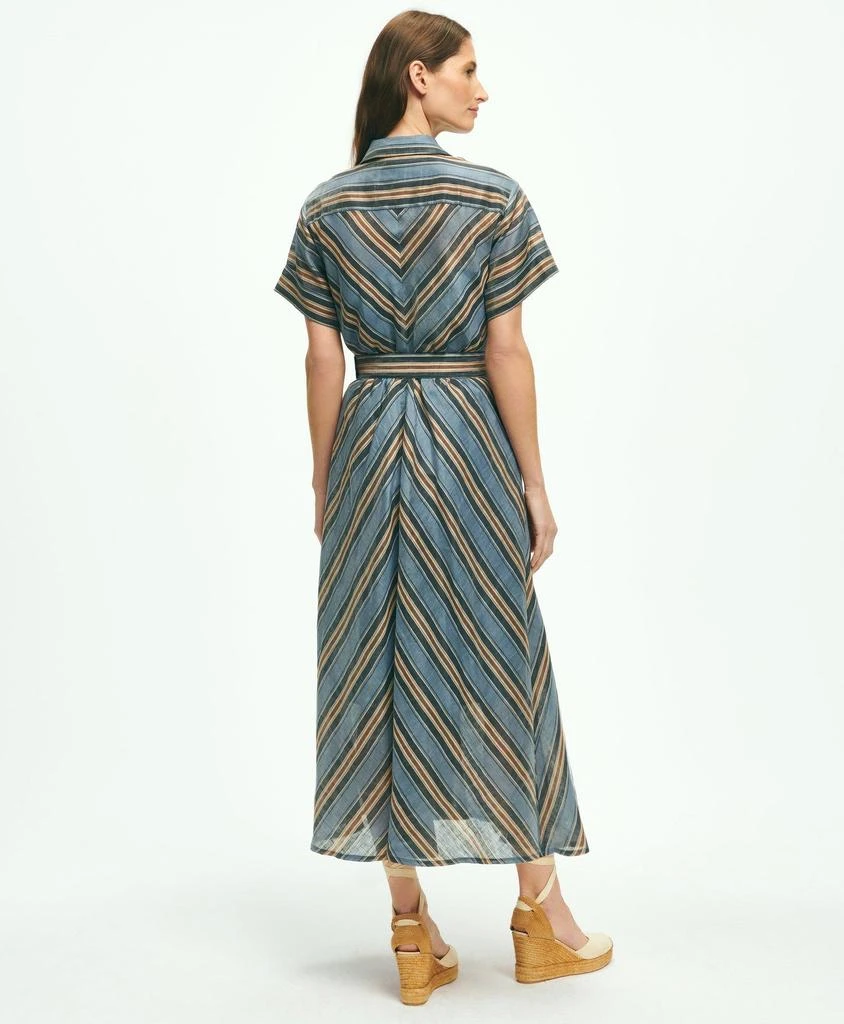 Nipped-Waist Chevron Shirt Dress In Linen Blend 商品