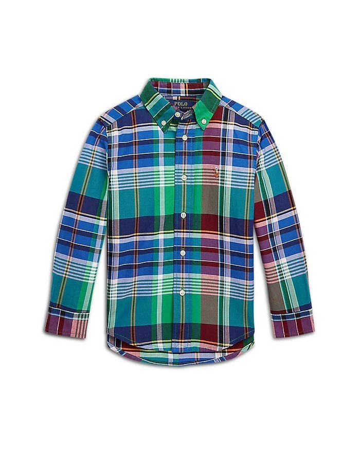 商品Ralph Lauren|Boys' Plaid Cotton Oxford Shirt - Little Kid,价格¥134,第1张图片