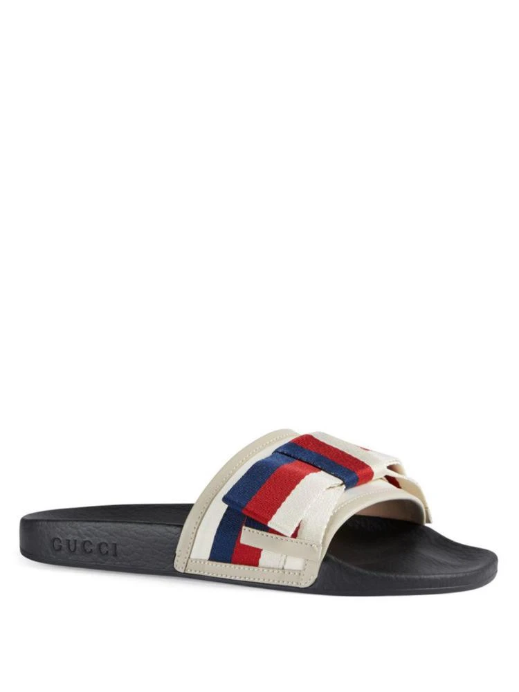 商品Gucci|Pursuit Satin Slides With Web Bow,价格¥3915,第1张图片