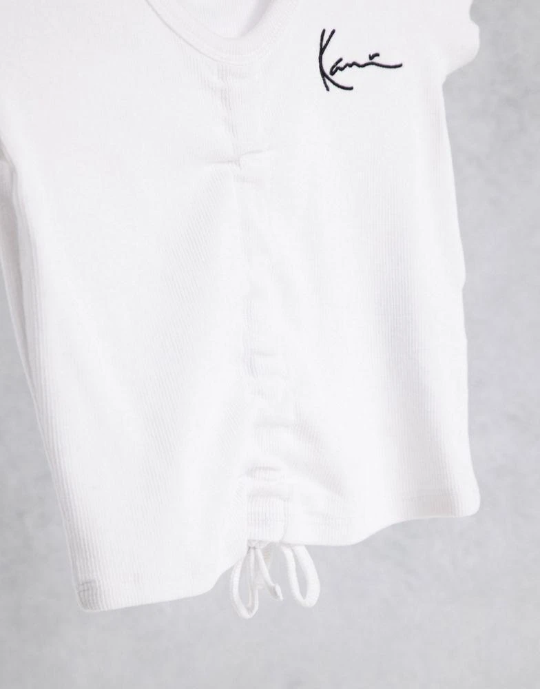 商品Karl Kani|Karl Kani cropped rib t-shirt with tie front & logo detail,价格¥111,第4张图片详细描述