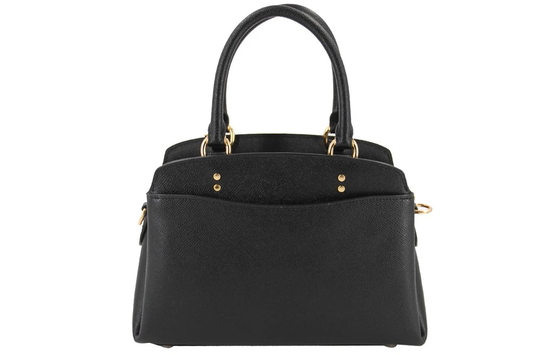商品[国内直发] Coach|蔻驰 Lillie 26 金标Logo纯色可拆卸肩带 十字纹皮革 电脑包公文包单肩斜挎手提包 小号 女款 黑色,价格¥1991,第4张图片详细描述
