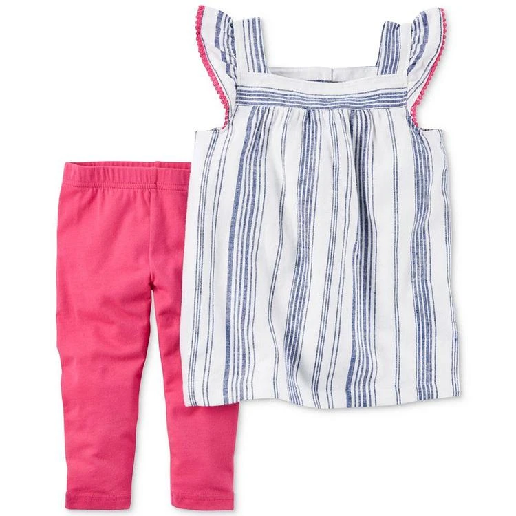 商品Carter's|2-Pc. Striped Top & Capri Leggings Set, Baby Girls (0-24 months),价格¥50,第1张图片