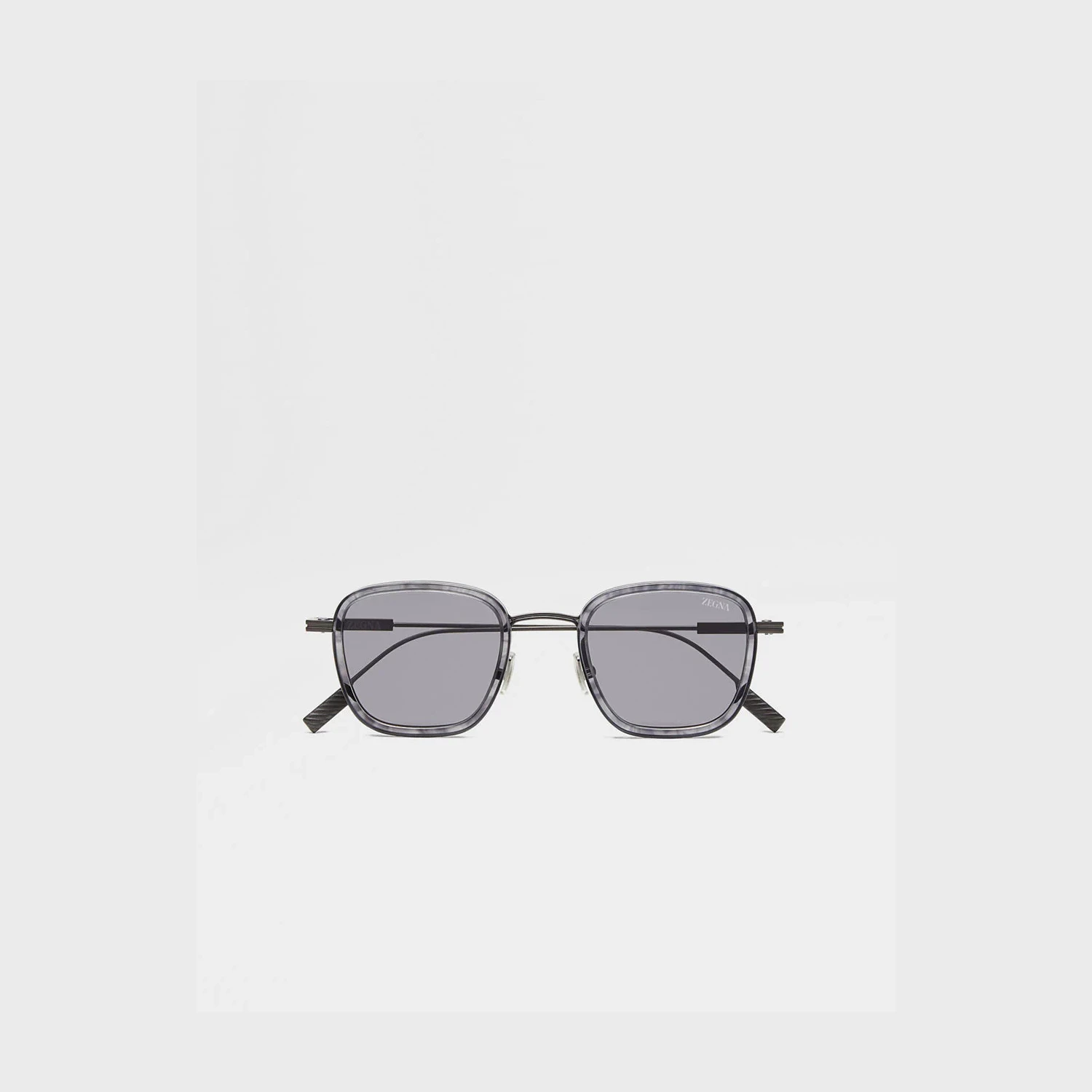 商品Zegna|【预售】 杰尼亚 25春夏 男士 太阳眼镜 Striped Grey Havana Titanium and Acetate Sunglasses EZ0277-4720A ,价格¥5922,第1张图片