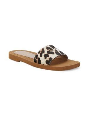 商品Stuart Weitzman|Women's Delilah Leopard-Print Calf Hair Slides,价格¥301,第2张图片详细描述