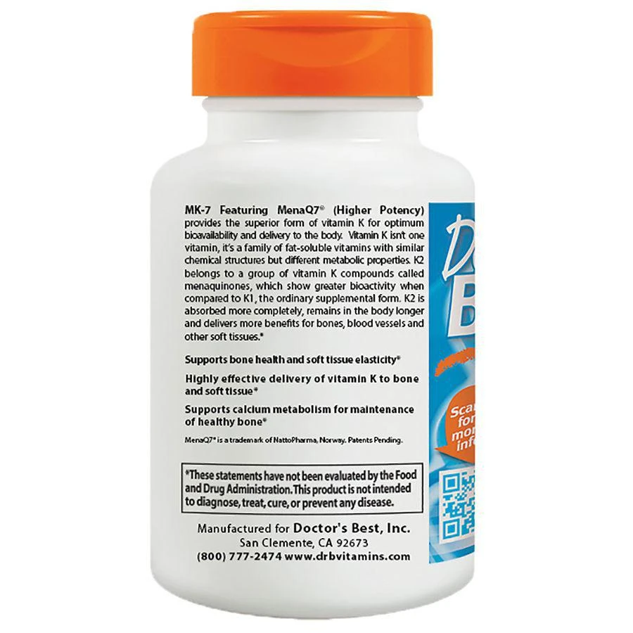 商品Doctor's Best|Natural Vitamin K2 Veggie Caps,价格¥97,第2张图片详细描述
