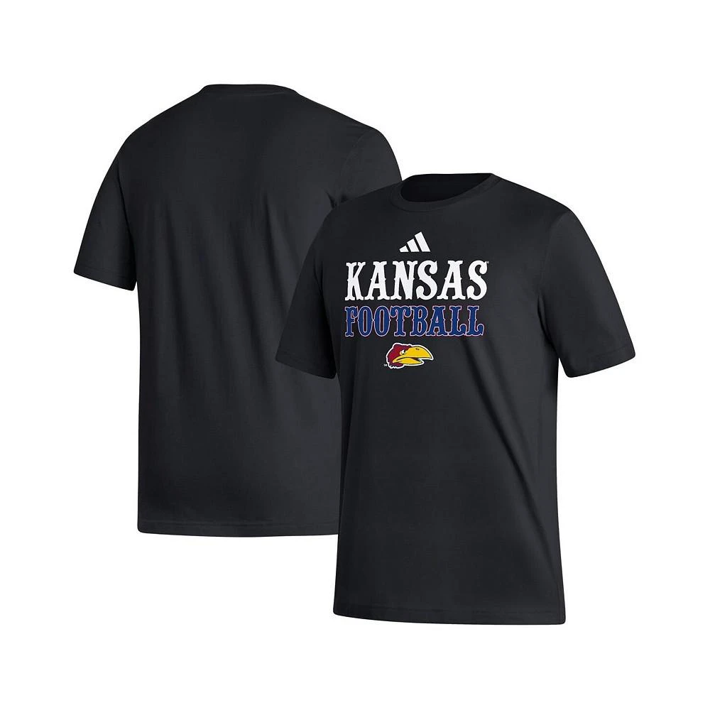 商品Adidas|Men's Black Kansas Jayhawks Football Sideline Strategy T-shirt,价格¥220,第1张图片