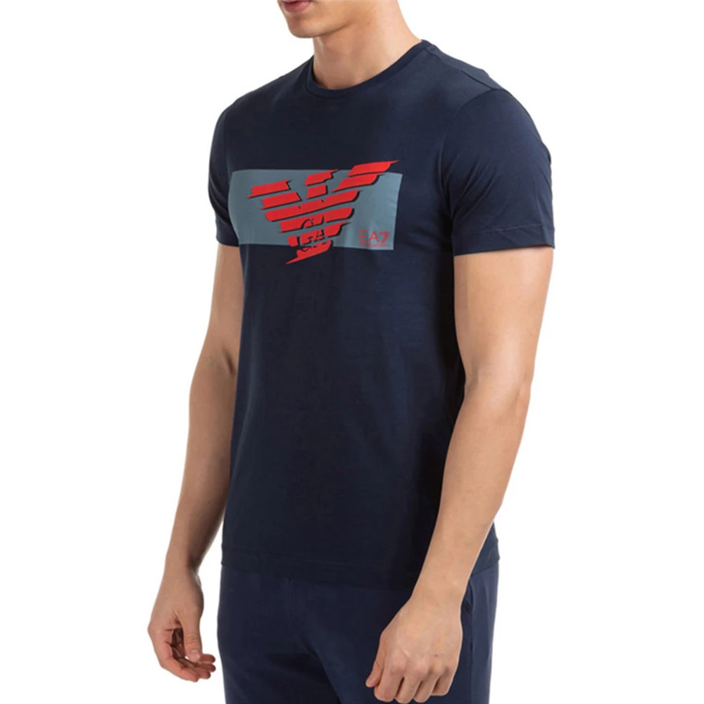 EMPORIO ARMANI 安普里奥·阿玛尼 徽标图案蓝色印花短袖男士T恤 3HPT48-PJT3Z-1554 商品