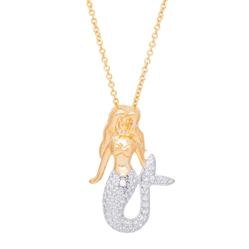 Diamond Accent Mermaid Pendant 18" Necklace in Gold Plate商品第1张图片规格展示