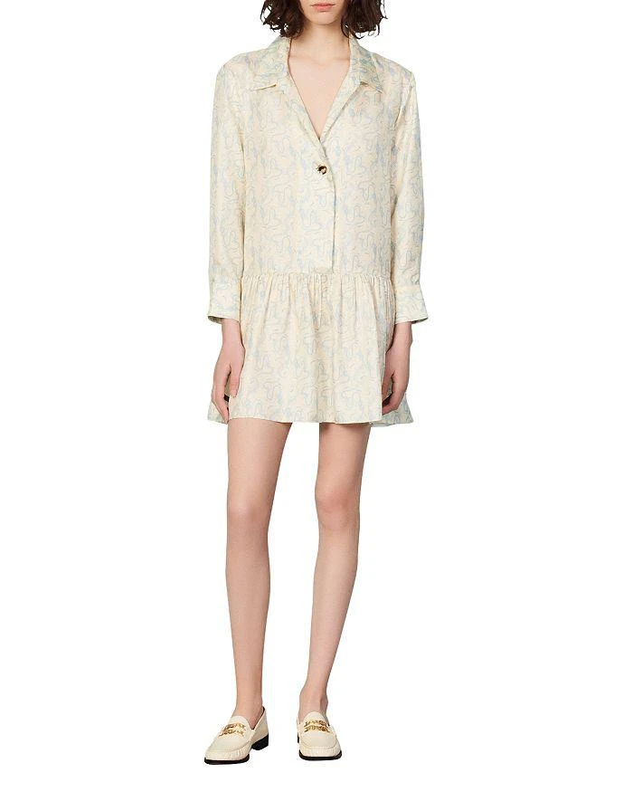商品Sandro|Rozie Printed Flounce Dress,价格¥1929,第1张图片