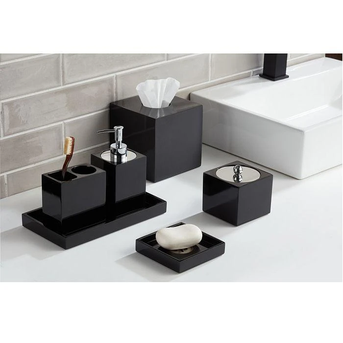 商品Roselli|Piano Black Lacquer Bath Tissue Cover - 100% Exclusive,价格¥449,第3张图片详细描述