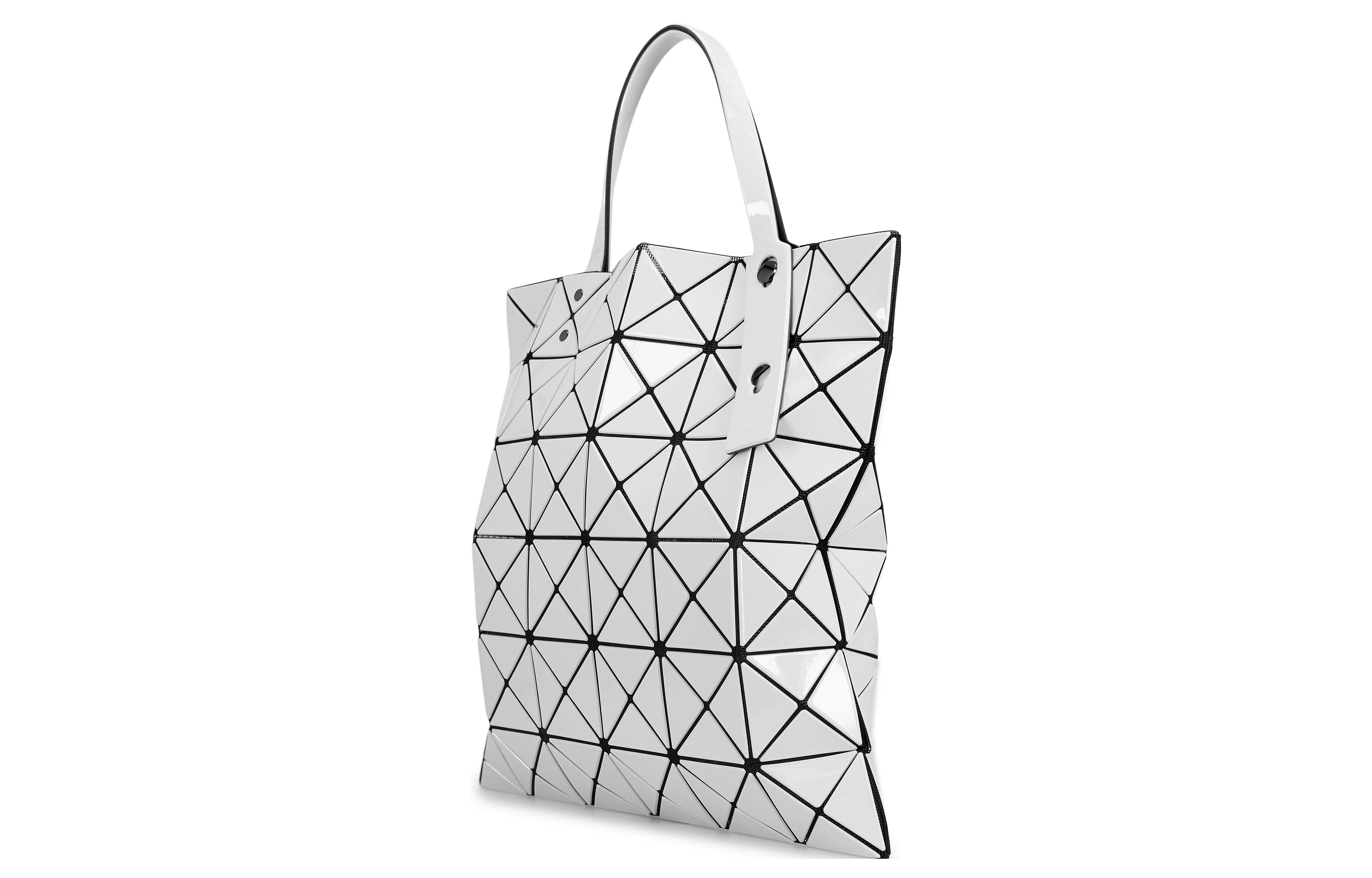 商品[国内直发] Issey Miyake|三宅一生 Lucent Gloss 六格亮面大容量 氯乙烯树脂 托特包购物袋单肩手提包 常规 女款 浅灰色,价格¥3292,第3张图片详细描述