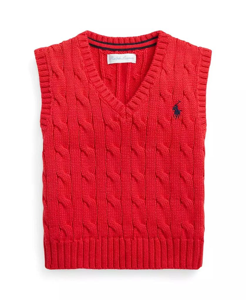 商品Ralph Lauren|Baby Boys Cable Knit V-neck Sweater Vest,价格¥251,第1张图片