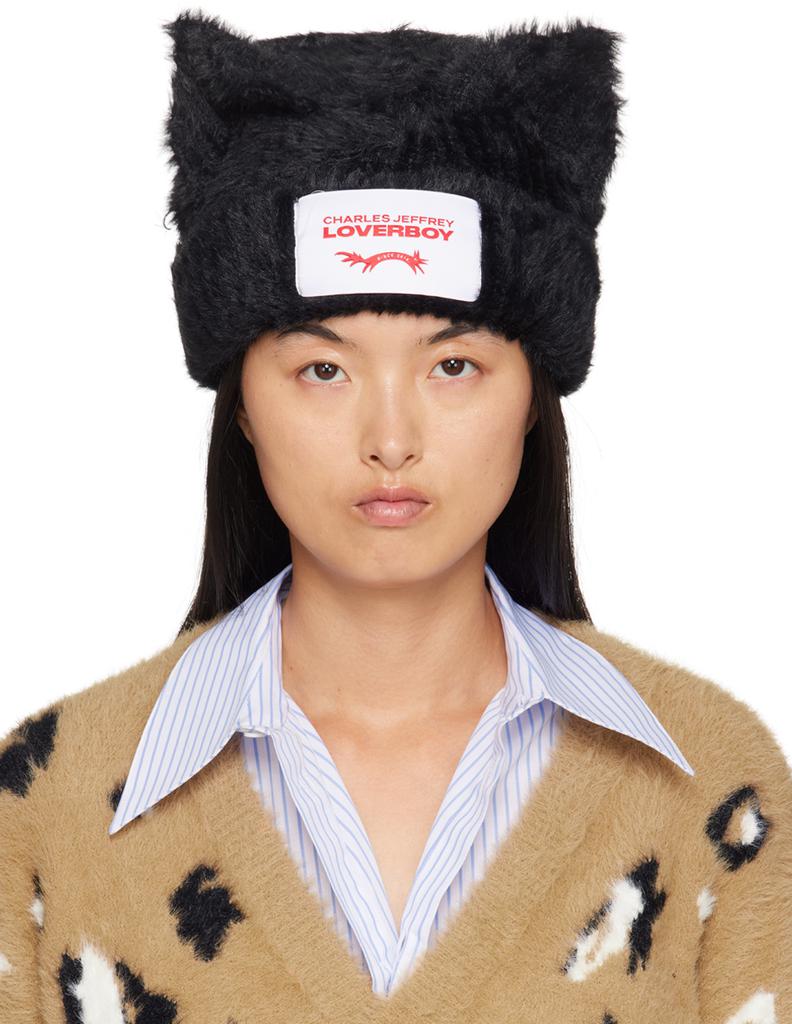 Shop Black Fluffy Chunky Ears Beanie on Sale at BeyondStyle – Get