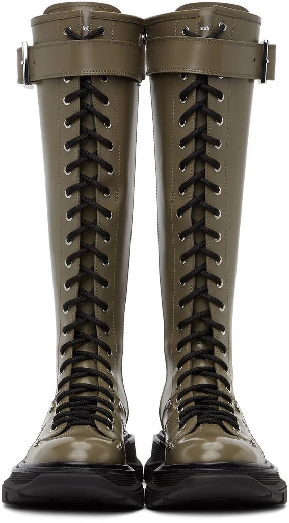 商品Alexander McQueen|Taupe Tread Lace-Up Tall Boots,价格¥5437,第2张图片详细描述
