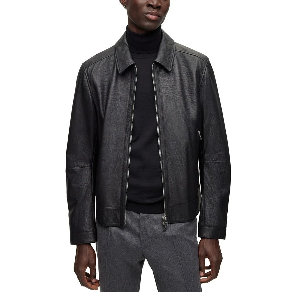 商品Hugo Boss|Men's Two-Way Zip Leather Jacket,价格¥3343,第1张图片