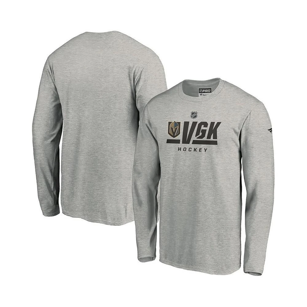 商品Fanatics|Men's Branded Heathered Gray Vegas Golden Knights Authentic Pro Secondary Logo Long Sleeve T-shirt,价格¥187,第1张图片