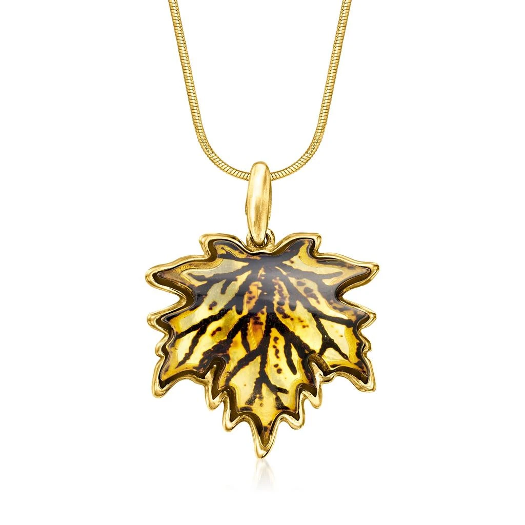 商品Ross-Simons|Amber Leaf Pendant Necklace in 18kt Gold Over Sterling,价格¥1105,第1张图片