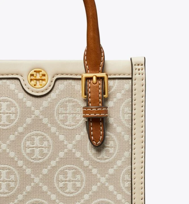 托里·伯奇TORY BURCH 女士老花刺绣织物配皮托特包斜挎包  商品