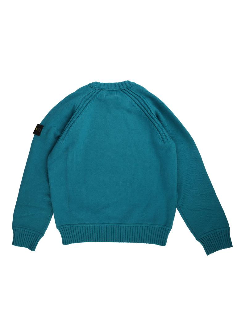 Stone Island Junior Teal Wool Crew Neck Sweater商品第2张图片规格展示