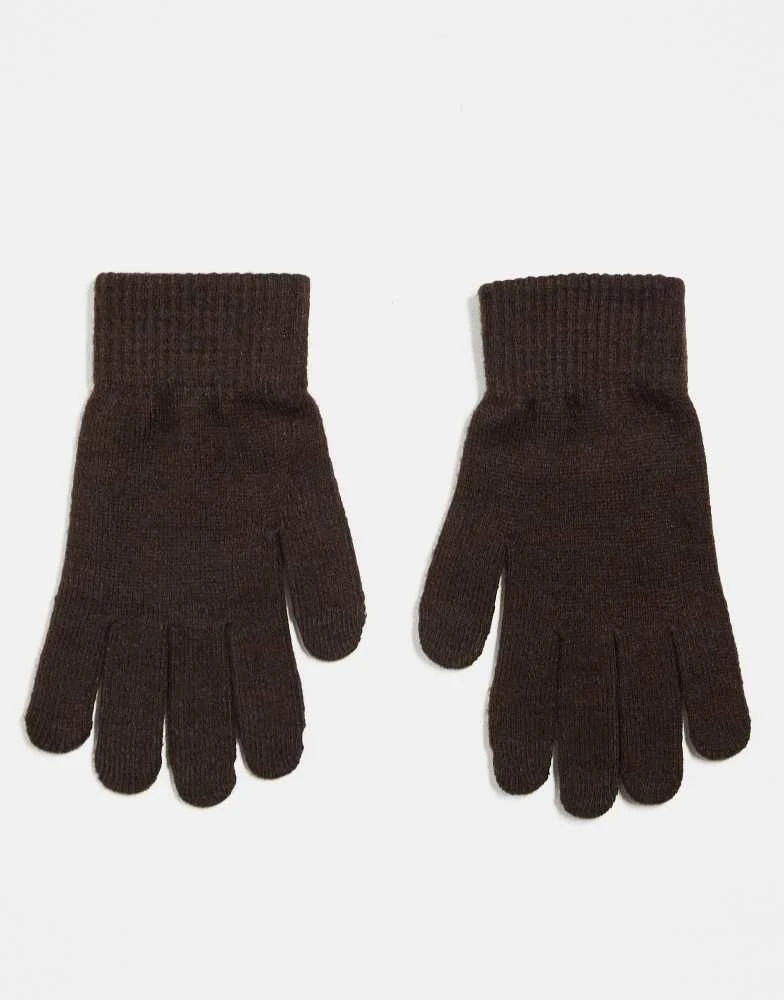 商品ASOS|ASOS DESIGN touch screen gloves in polyester in chocolate,价格¥62,第1张图片
