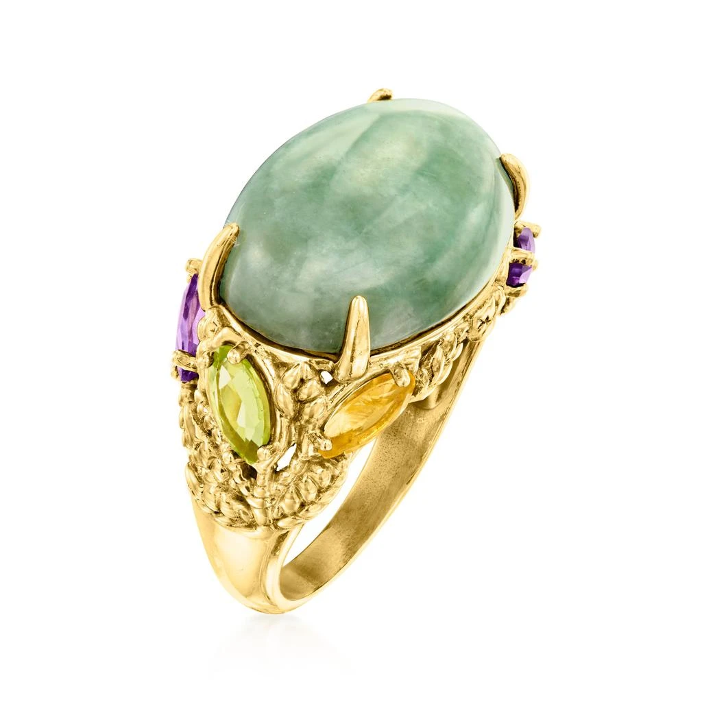 商品Ross-Simons|Jade and Multi-Gemstone Ring in 18kt Gold Over Sterling,价格¥866,第3张图片详细描述