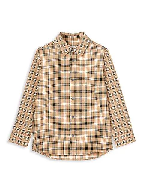 商品Burberry|Little Boy's & Boy's Check Stretch Shirt,价格¥1847,第1张图片