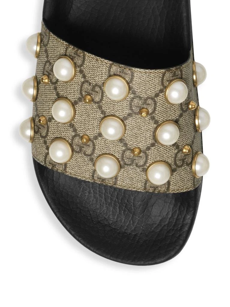 商品Gucci|GG Supreme Slides With Pearls,价格¥4743,第3张图片详细描述