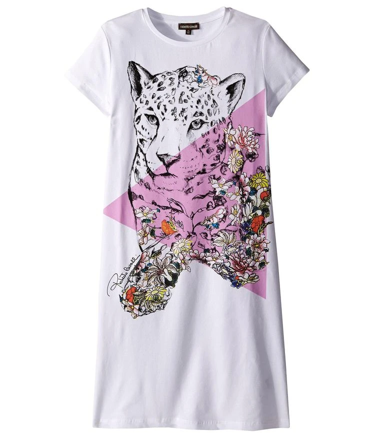 商品Roberto Cavalli|Short Sleeve Leopard Graphic T-Shirt Dress (Big Kids),价格¥536,第1张图片