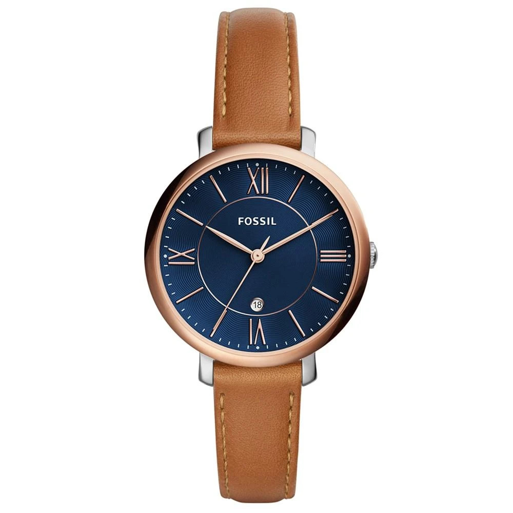 商品Fossil|Women's Jacqueline Brown Leather Strap Watch 36mm,价格¥1003,第1张图片