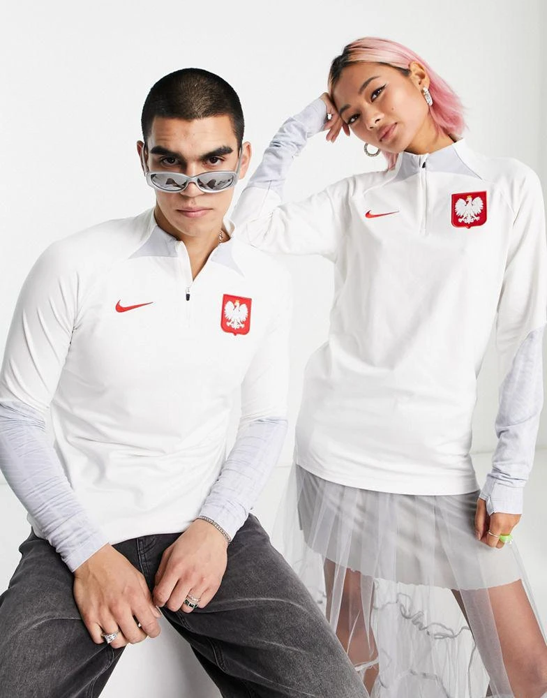 商品NIKE|Nike Football World Cup 2022 Poland unisex zip neck top in white,价格¥341,第3张图片详细描述