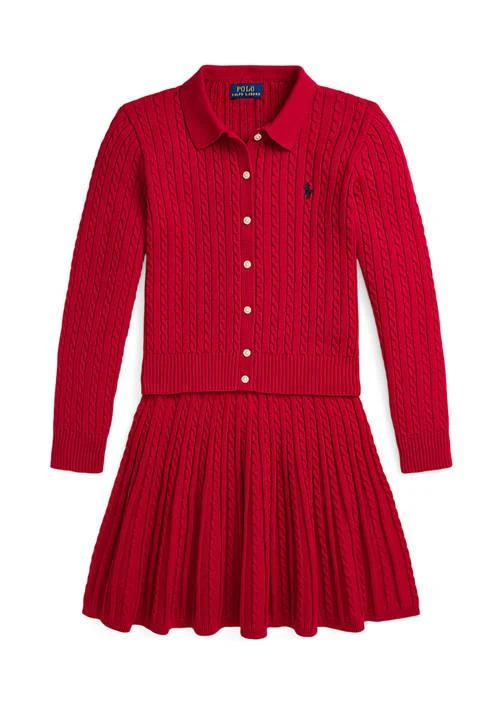 商品Ralph Lauren|Lauren Childrenswear Girls 7 16 Cotton Polo Cardigan Skirt Set,价格¥604,第1张图片