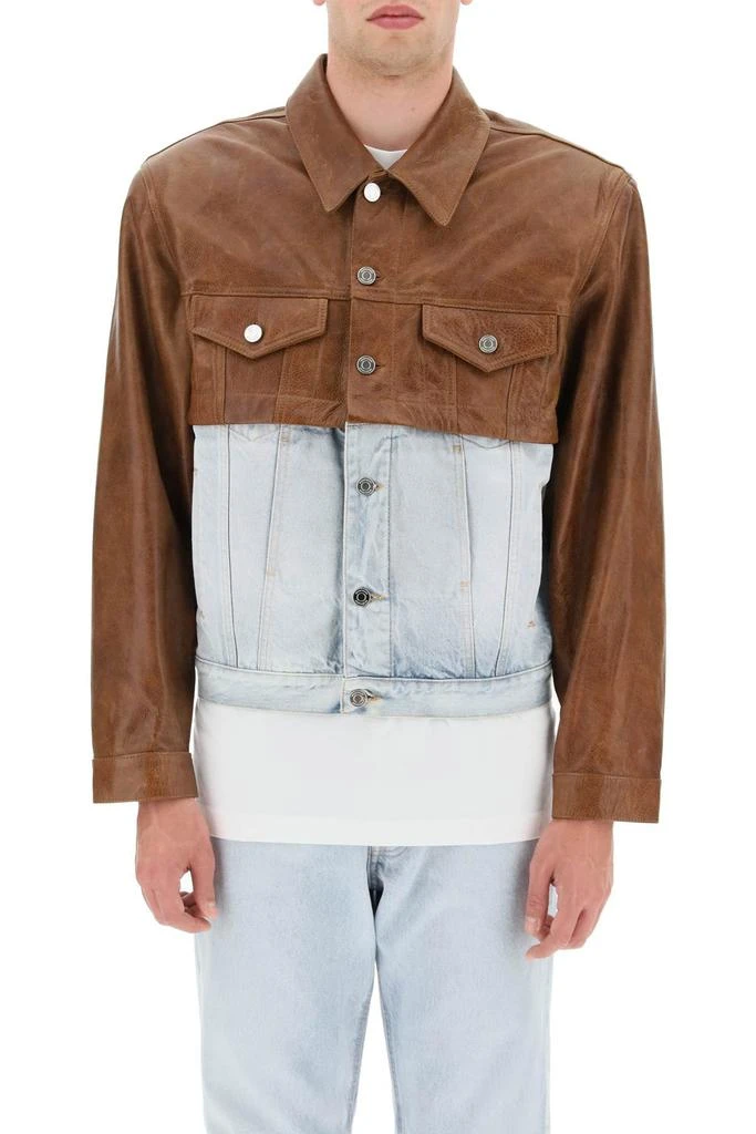 商品VTMNTS|Convertible Leather And Denim Jacket,价格¥13106,第2张图片详细描述