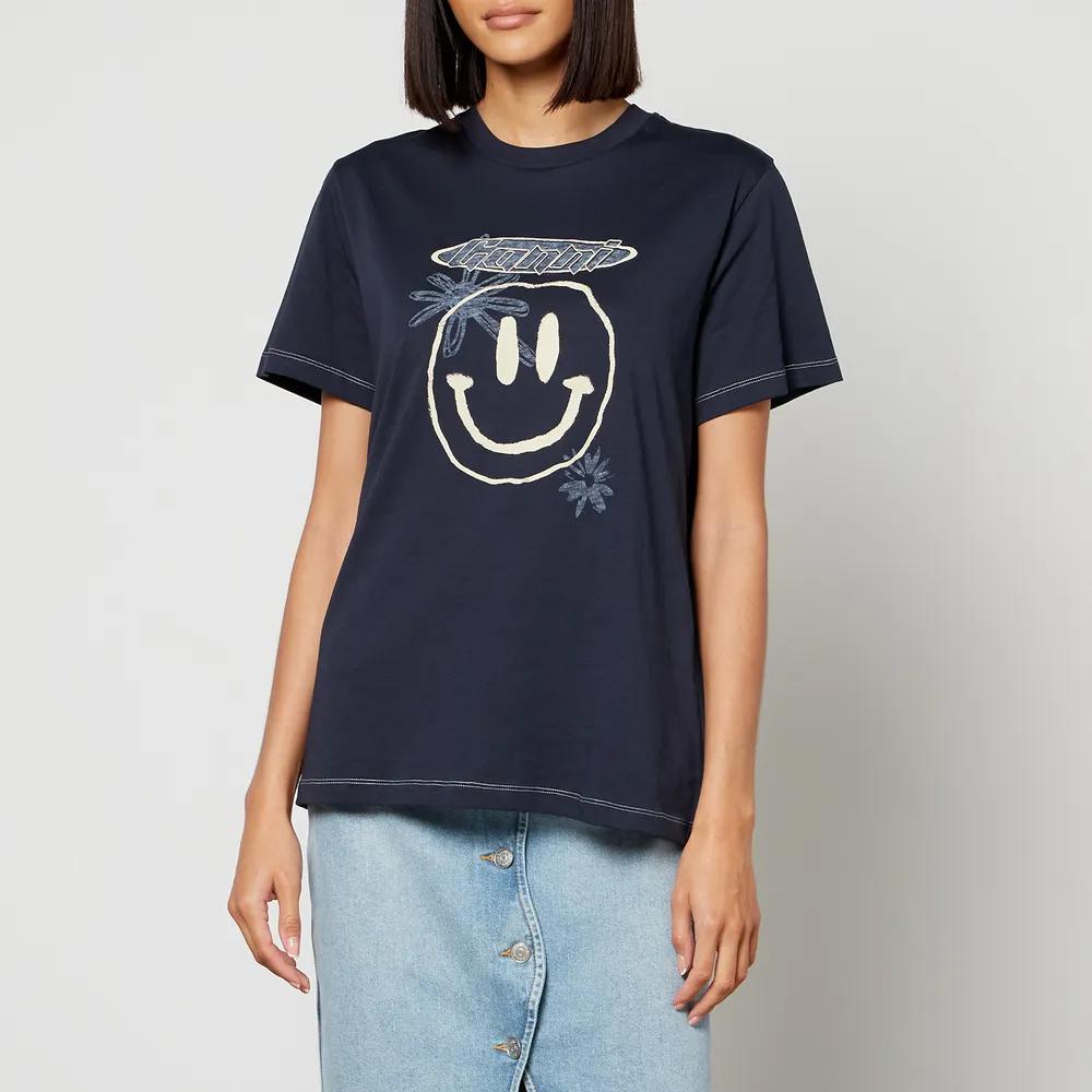 Ganni Smiley Face Organic Cotton-Jersey T-Shirt商品第1张图片规格展示