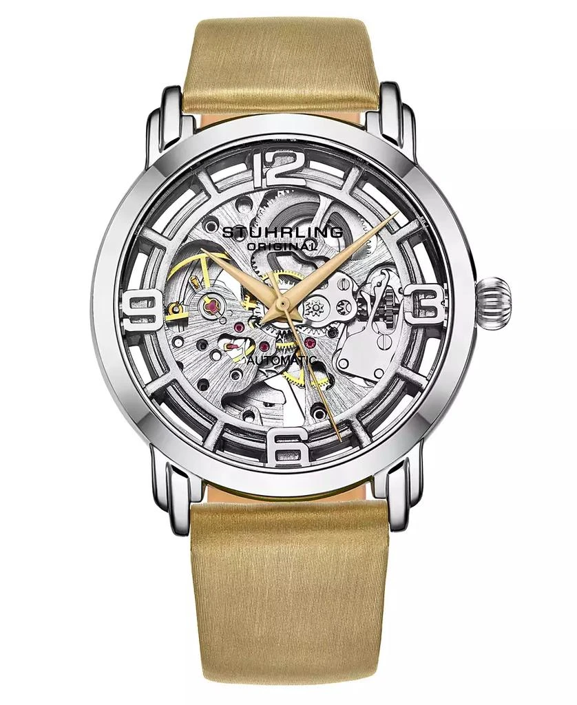 商品Stuhrling|Women's Automatic Beige Genuine Leather Strap Watch 40mm,价格¥1077,第1张图片