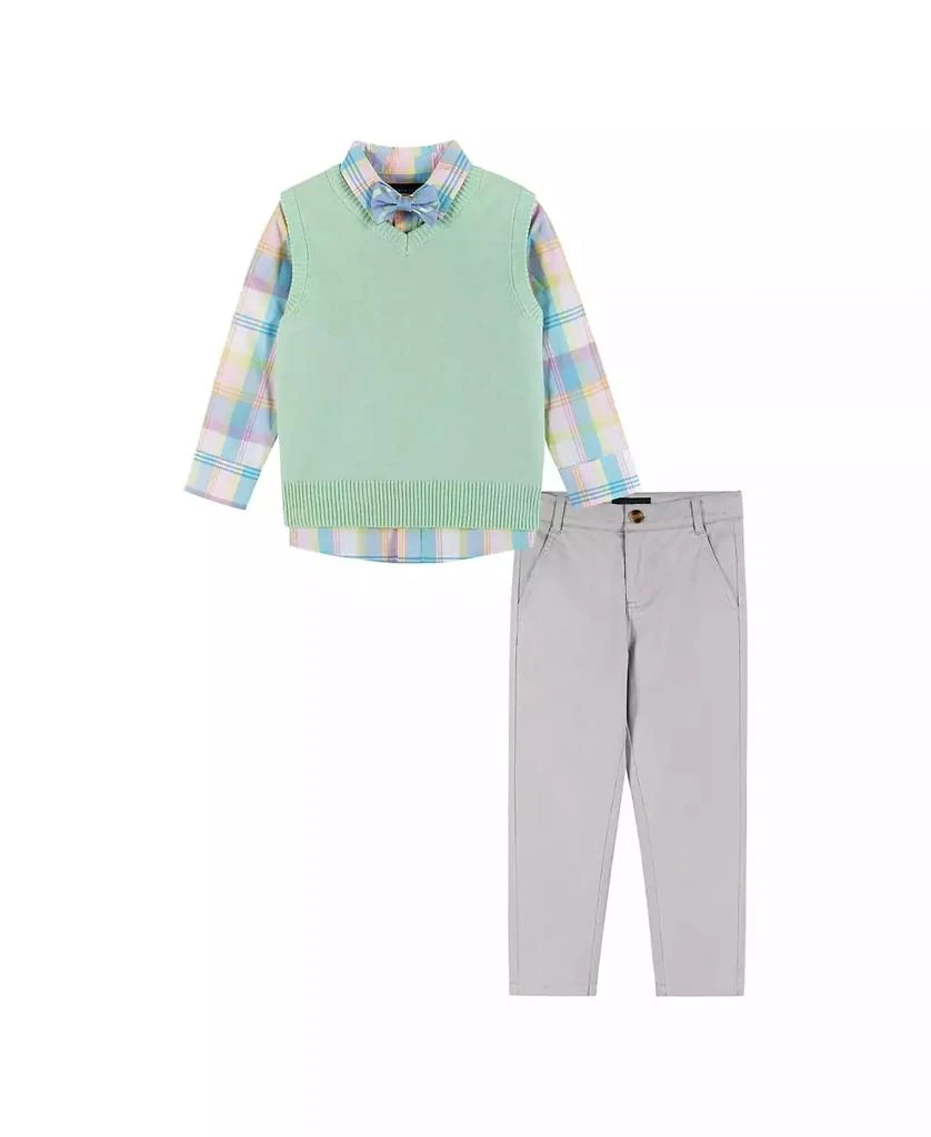 商品Andy & Evan|Big Boys Toddler/Child Light Green Plaid Sweater Vest Set,价格¥554,第1张图片