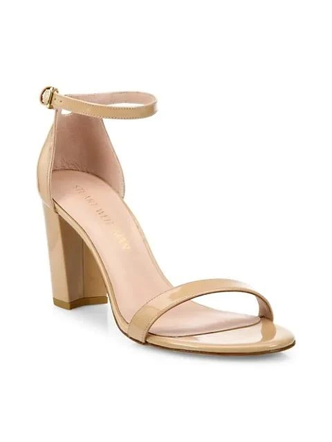 商品Stuart Weitzman|Nearlynude Block-Heel Patent Leather Sandals,价格¥2238,第1张图片