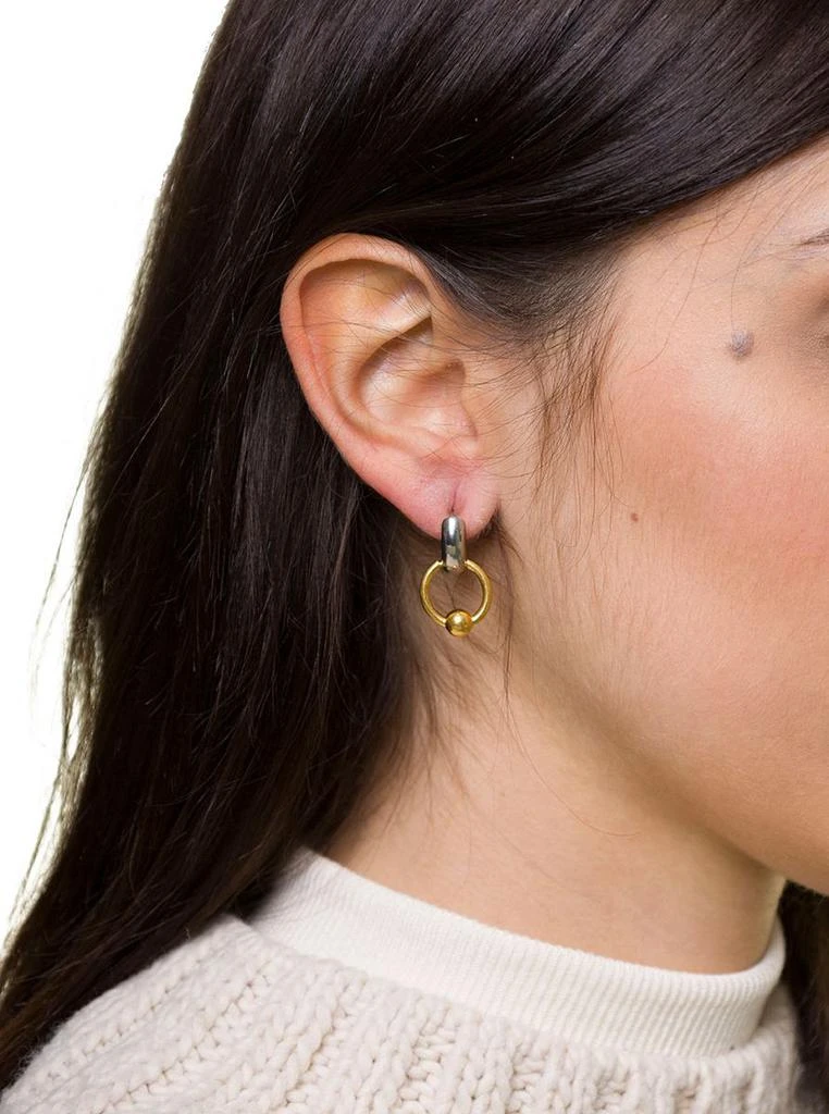 商品PANCONESI|'Orbit S' Silver and Gold Hoops Earrings in 18K Gold Plated Brass Woman,价格¥1628,第3张图片详细描述