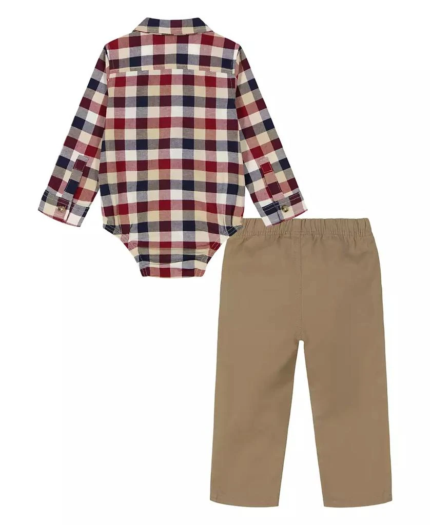 商品Tommy Hilfiger|Baby Boy Oxford Plaid Long Sleeve Shirt Bodysuit Prewashed Twill Pants, 2-Piece Set,价格¥165,第2张图片详细描述