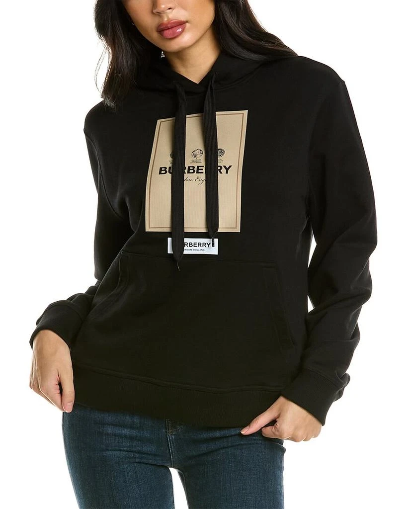 商品Burberry|Burberry Label Applique Cotton Hoodie,价格¥4708,第1张图片