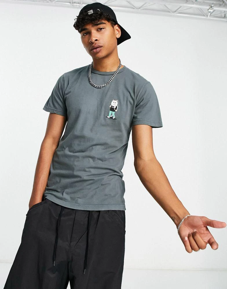 商品Rip N Dip|RIPNDIP scary hours t-shirt in charcoal with chest and back print,价格¥232,第2张图片详细描述