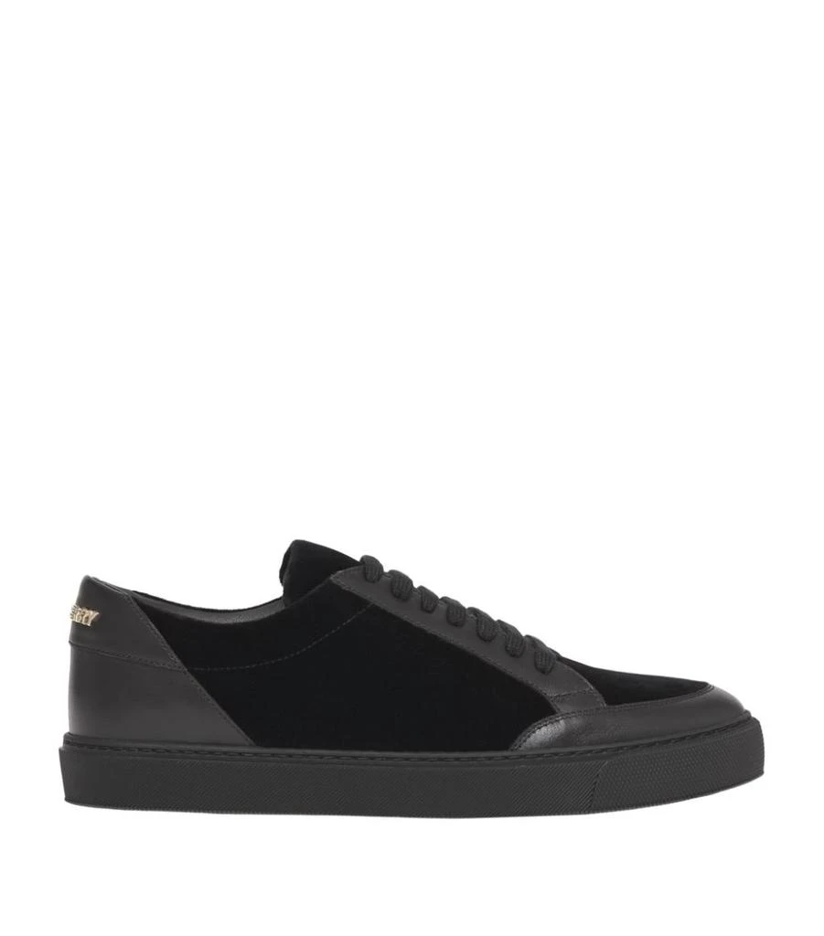 商品Burberry|Leather Velvet-Panel Sneakers,价格¥3798,第1张图片