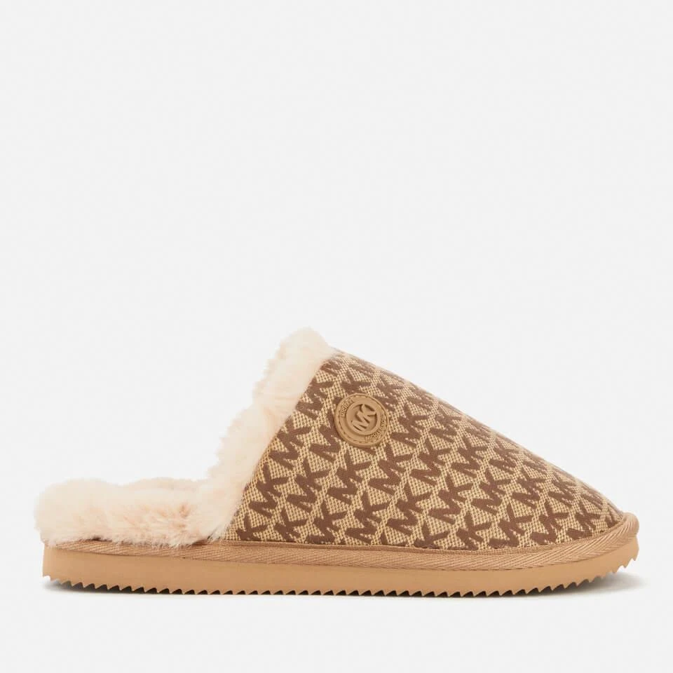 商品Michael Kors|MICHAEL MICHAEL KORS WOMEN'S JANIS MULE SLIPPERS - BEIGE MULTI,价格¥365,第1张图片