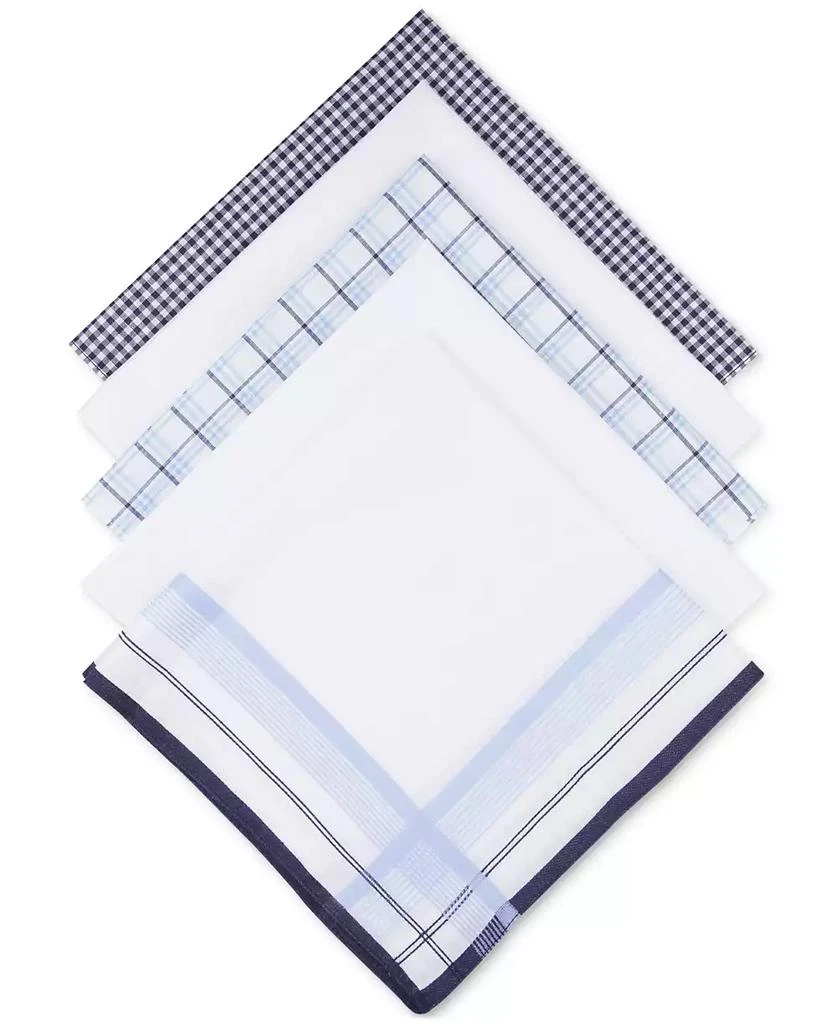 商品Club Room|Men's 5-pk. Combination Blue Patterned Handkerchiefs, Created for Macy's,价格¥75,第2张图片详细描述