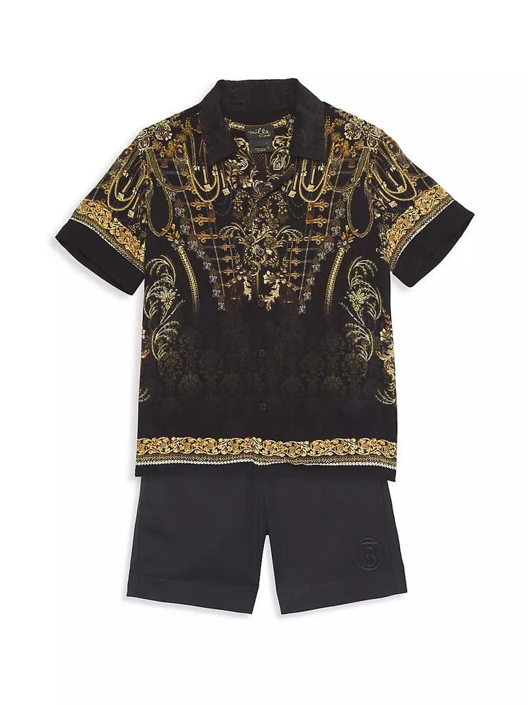 商品Camilla|Little Boy's & Boy's Baroque Print Short-Sleeve Shirt,价格¥501,第2张图片详细描述