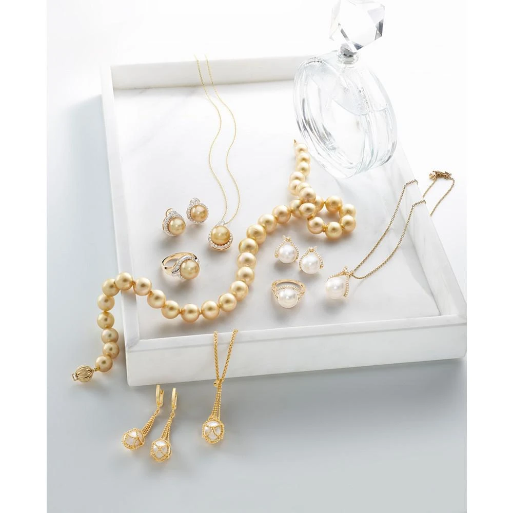 商品Effy|EFFY® Cultured Freshwater Pearl (10mm) Drop Earrings in 18k Gold Over Sterling Silver,价格¥1924,第3张图片详细描述