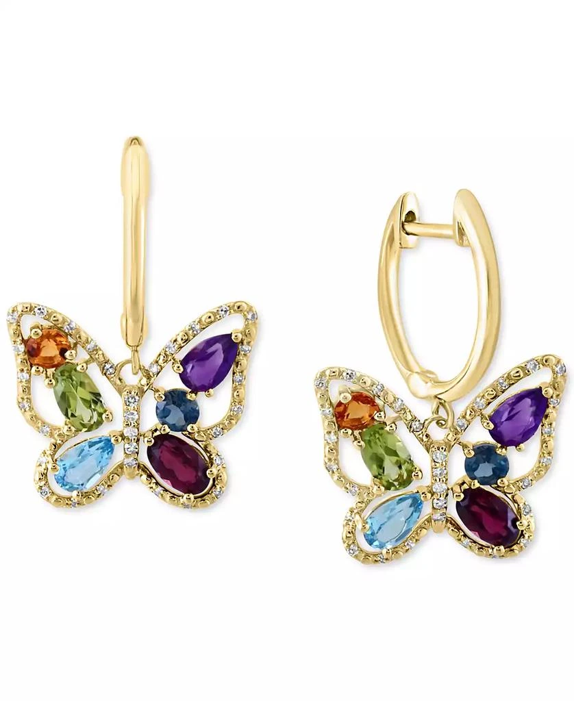 商品LALI Jewels|Gemstone & Diamond (1/5 ct. t.w.) Butterfly Drop Earrings in 14k Gold or 14k Rose Gold,价格¥10377,第1张图片