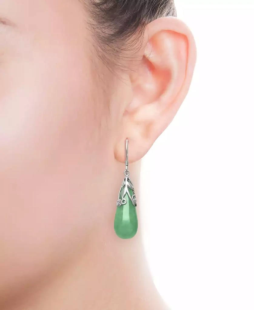 商品Macy's|Dyed Jade Leaf Top Teardrop Earrings in Sterling Silver,价格¥374,第2张图片详细描述